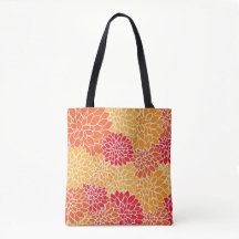 Linda Dahlia Floral em Laranja e Vermelho