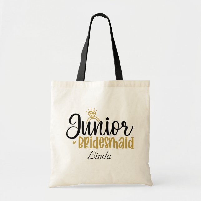 Bolsa Tote linda Dama de Honra Júnior adicionar nome Casament (Frente)