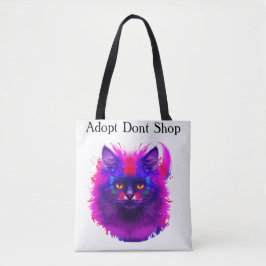 Bolsa Tote Linda e colorida arte de gato pintada