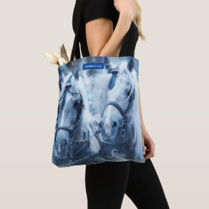 Bolsa Tote Linda Equipe de Cavalo Foto de Inverno
