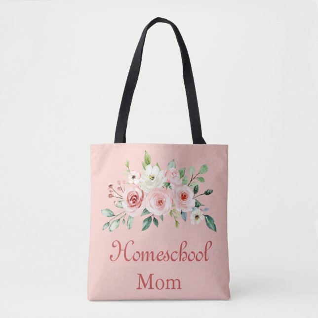 Bolsa Tote Linda escola doméstica rosa mãe (Frente)