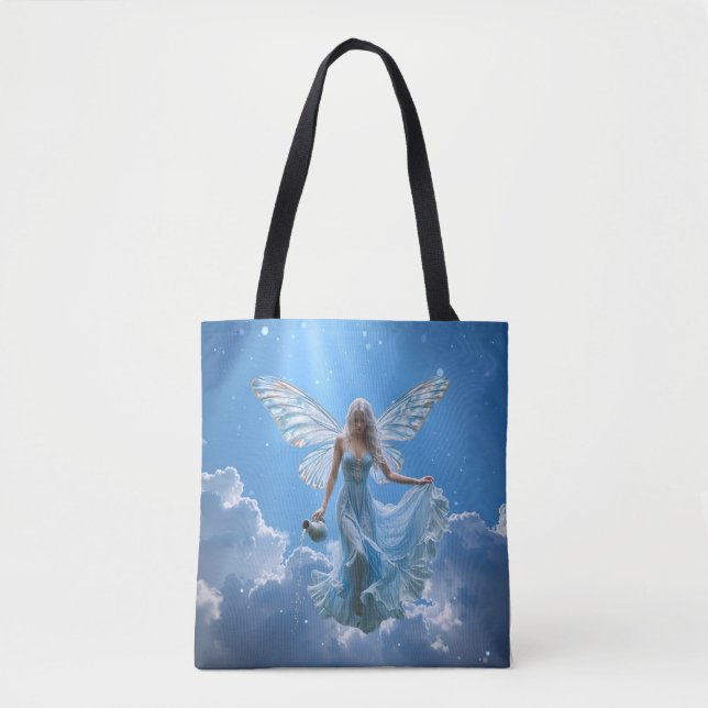 Bolsa Tote Linda Fada de Aquário nas Nuvens (Frente)