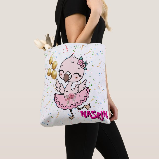 Bolsa Tote Linda Flamingo Bailarina Rosa   (Close Up)