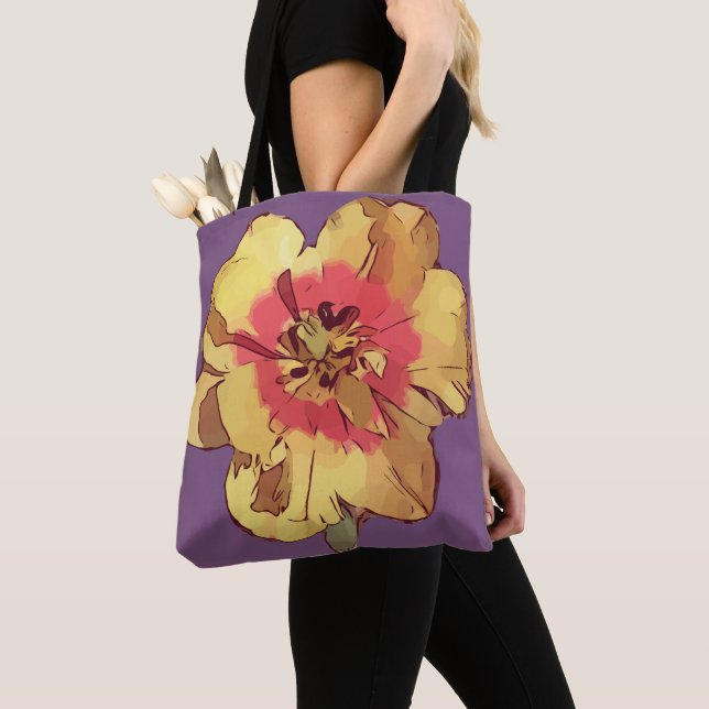 Bolsa Tote Linda Flor Amarelo Vermelho Asiático Lily (Close Up)