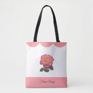 Bolsa Tote Linda Flor de Rosa Natureza