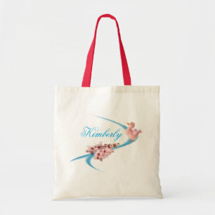 Bolsa Tote Linda Flor Rosa E Cabeça De Pato