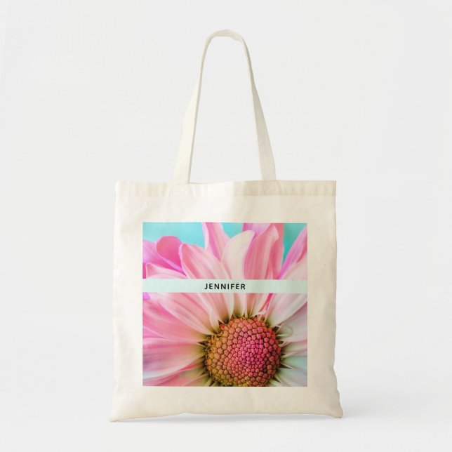 Bolsa Tote Linda Flor Rosa Fechar Foto (Frente)