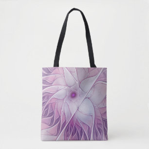 Bolsa Tote Linda Flor Rosa Moderna Abstrato, Arte Fractal