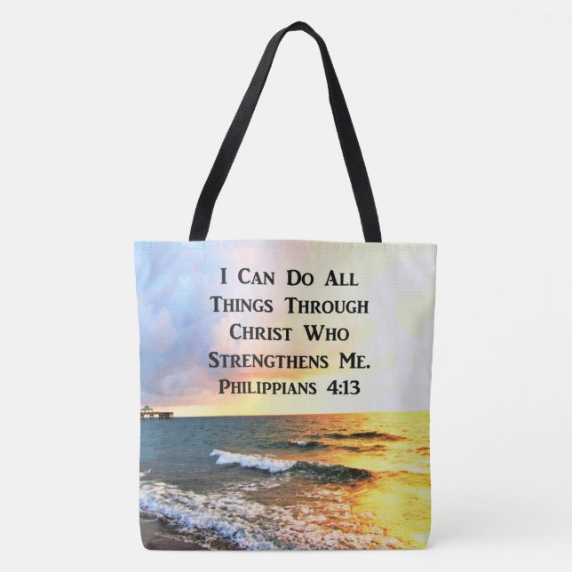 BOLSA TOTE LINDA FOTO DE SCRIPTURE DOS FILIPEIROS 4:13 (Frente)