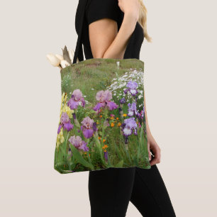 Bolsa Tote Linda Foto floral da Flor Roxo Iris