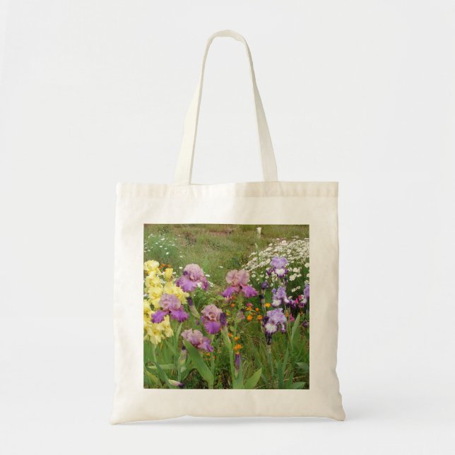 Bolsa Tote Linda Foto floral da Flor Roxo Iris (Frente)