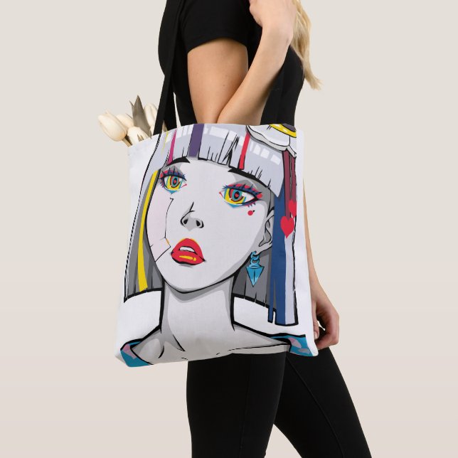 Bolsa Tote Linda Garota de Anime Quebrada (Close Up)