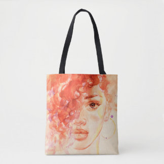 Bolsa Tote Linda menina aquarela