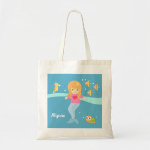 Bolsa Tote Linda Menina Sereia Debaixo do Mar Animais
