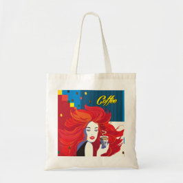 Bolsa Tote "Linda moça com copa de café" Pop Art