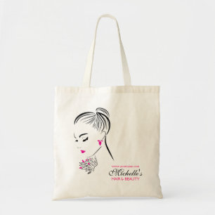 Bolsa Tote Linda mulher com marcas de brincos cor-de-rosa