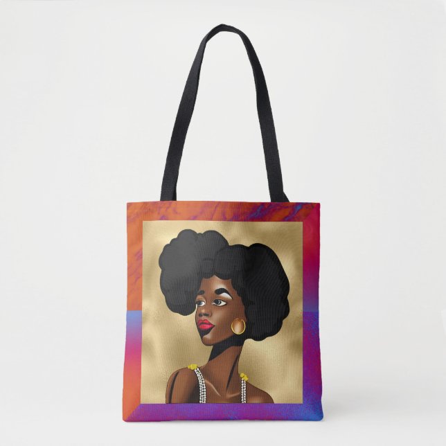 Bolsa Tote Linda Mulher Estilo Afrocêntrica (Frente)