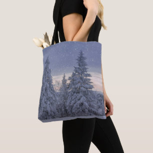 Bolsa Tote Linda paisagem de inverno como nevando