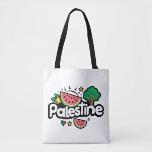 Bolsa Tote Linda palavra Palestina cercada pela árvore de mel