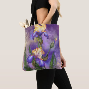 Bolsa Tote Linda pintura de arte roxa com flor gigante