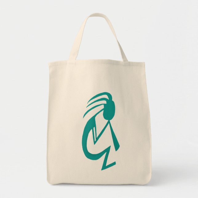 Bolsa Tote Linda pintura Teal Kokopelli (Frente)