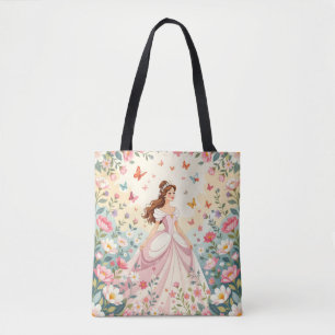 Bolsa Tote Linda princesa com borboletas
