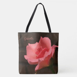 Bolsa Tote Linda rosa cor-de-rosa, personalize com o nome