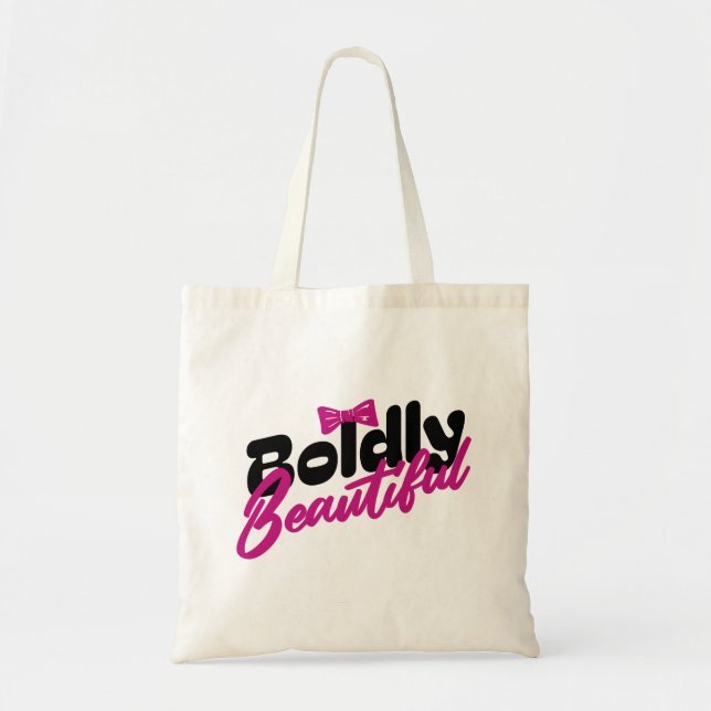 Bolsa Tote Linda Tipografia Rosa com Laço (Frente)