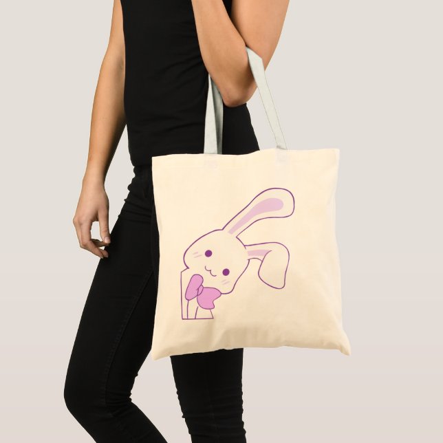 Bolsa Tote Linda Tona Pastel Roxo Coelho Arco Tela (Frente (produto))