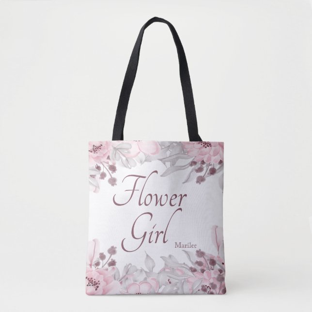 Bolsa Tote Linda Watercolor Floral Rosa (Frente)
