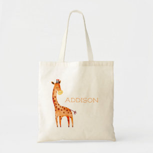 Bolsa Tote Linda Watercolor Giraffe Animal Personalizado