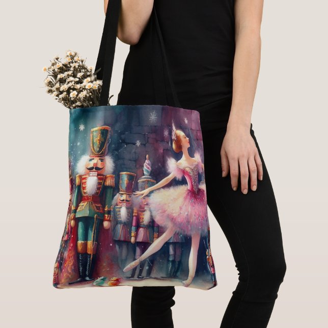 Bolsa Tote Linda Watercolor Nutcracker (Close Up)