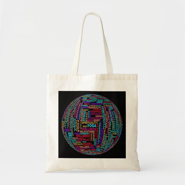 Bolsa Tote Linda Yoga Wellness & Harmony Globe (Frente)