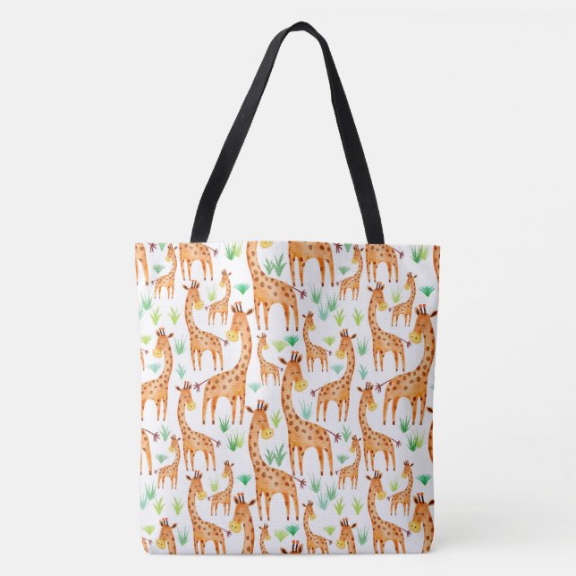 Bolsa Tote Lindas Cores-De-Água Girafa (Frente)
