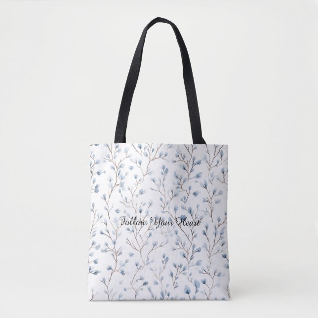 Bolsa Tote Lindas Flores Brancas Azuis (Frente)