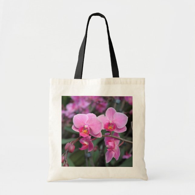 Bolsa Tote Lindas flores de orquídea rosa (Frente)