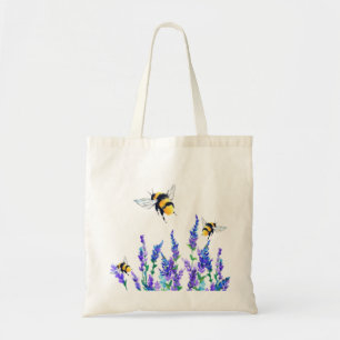 Bolsa Tote Lindas flores de primavera e abelhas voando - Dese
