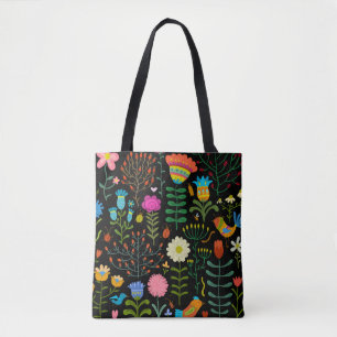Bolsa Tote Lindas flores desenhadas à mão