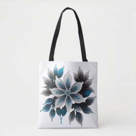 Bolsa Tote lindas flores e folhas de gelo