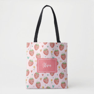 Bolsa Tote Lindas Meninas Morangos Kawaii