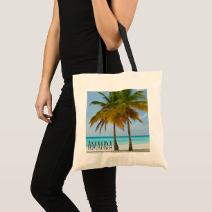 Bolsa Tote Lindas Palmeiras em uma praia tropical