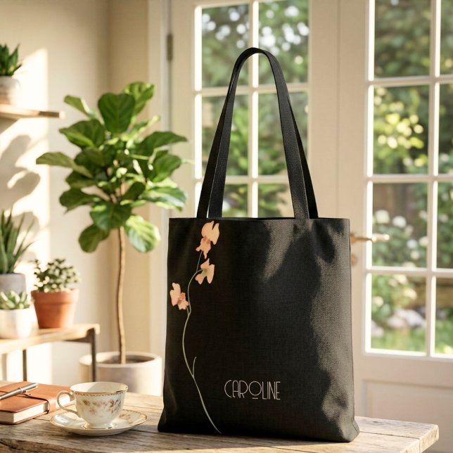 Bolsa Tote Lindas Pretas Florais Boho Fofas  (Criador carregado)