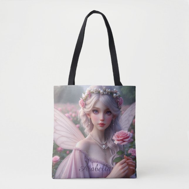 Bolsa Tote Lindo Fada de Junho em Rosas (Frente)