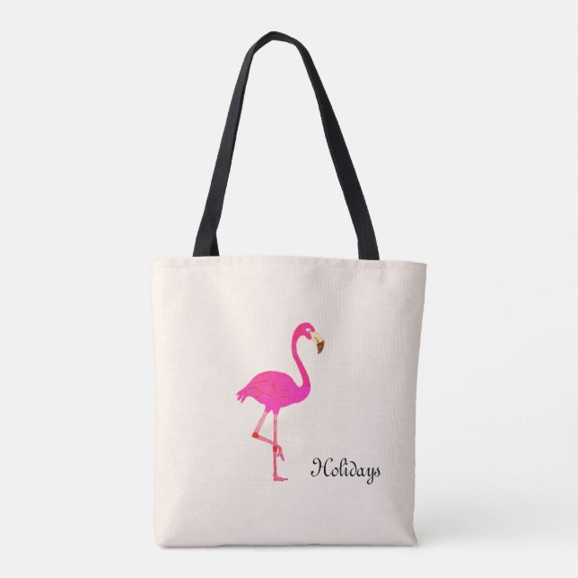 Bolsa Tote Lindo Flamingo & caligrafia em Marfim (Verso)