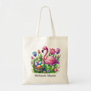 Bolsa Tote Lindo flamingo rosa Páscoa adicionar nome