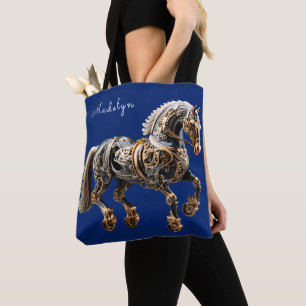 Bolsa Tote Lindo Garanhão Steampunk Dourado Preto