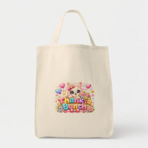 Bolsa Tote Lindo Kawaii Obrigado Montão Nome do Gato Pastel R