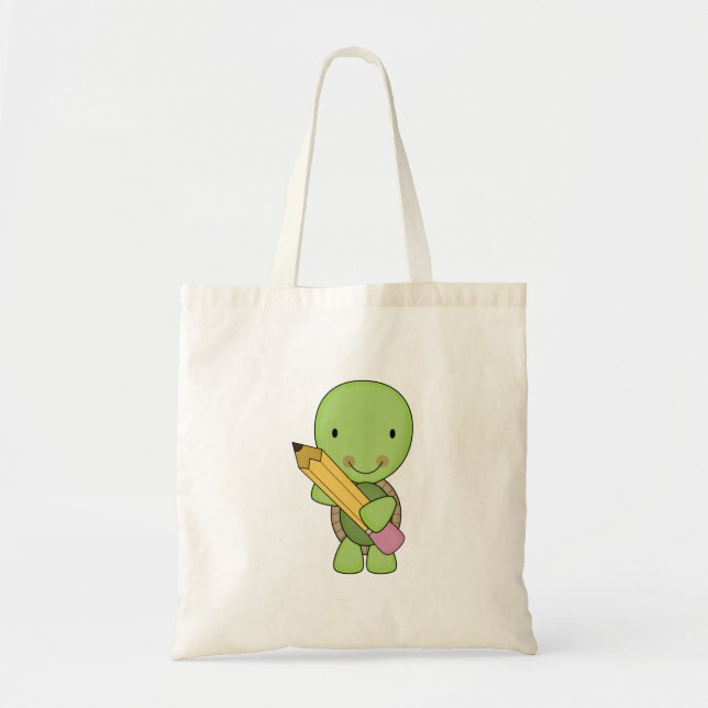 Bolsa Tote lindo lápis tartaruga pequeno (Frente)