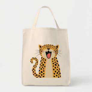 Bolsa Tote Lindo Leopardo Selvagem Sorridente Feliz Desenho A