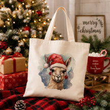 Lindo Llama de Natal em Aquarela de Festa